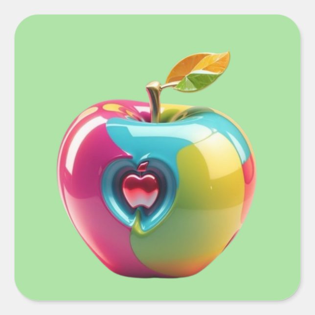 Vibrant Apple Art Square Sticker (Front)