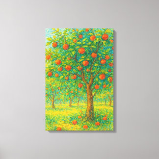 Vibrant Apple Orchard Drawing Canvas Print