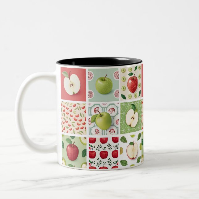 "Vibrant Apple-Themed Coffee Cup" Two-Tone Coffee Mug (Left)