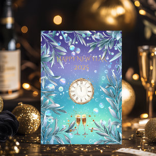 Vibrant Aqua and Lavender New Year Eve Party Invitation