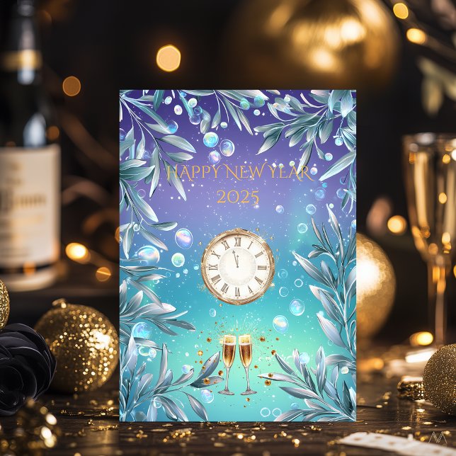 Vibrant Aqua and Lavender New Year Eve Party Invitation (Creator Uploaded)