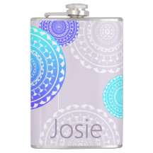 Vibrant Aqua Blue Random Mandala on Pink Add Name