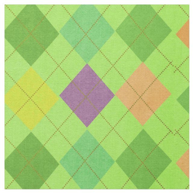 Vibrant Argyle Green Fabric (Close Up)
