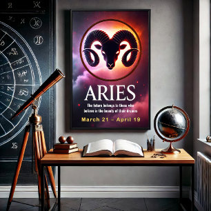 Vibrant Aries Zodiac Sign Poster