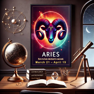 Vibrant Aries Zodiac Sign Poster