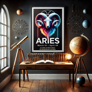 Vibrant Aries Zodiac Sign Poster