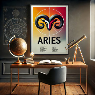 Vibrant Aries Zodiac Sign Poster