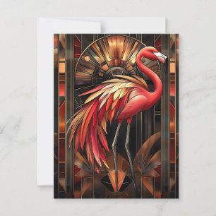 Vibrant Art Deco Flamingo Illustration Postcard