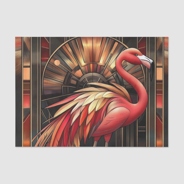 Vibrant Art Deco Flamingo Illustration Tissue Paper (Front)