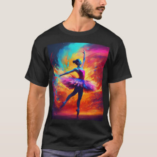 Vibrant Art of a Wild Female Ballerina Dance T-Shirt