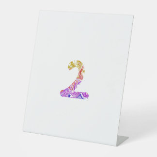 Vibrant Artistic Colourful Marbled Number 2 Pedestal Sign