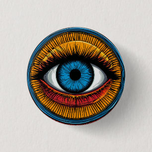 Vibrant Artistic evil Eye Design 3 Cm Round Badge