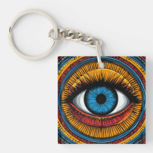 Vibrant Artistic evil Eye Design Key Ring