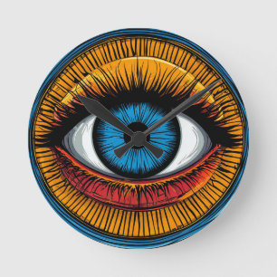 Vibrant Artistic evil Eye Design Round Clock