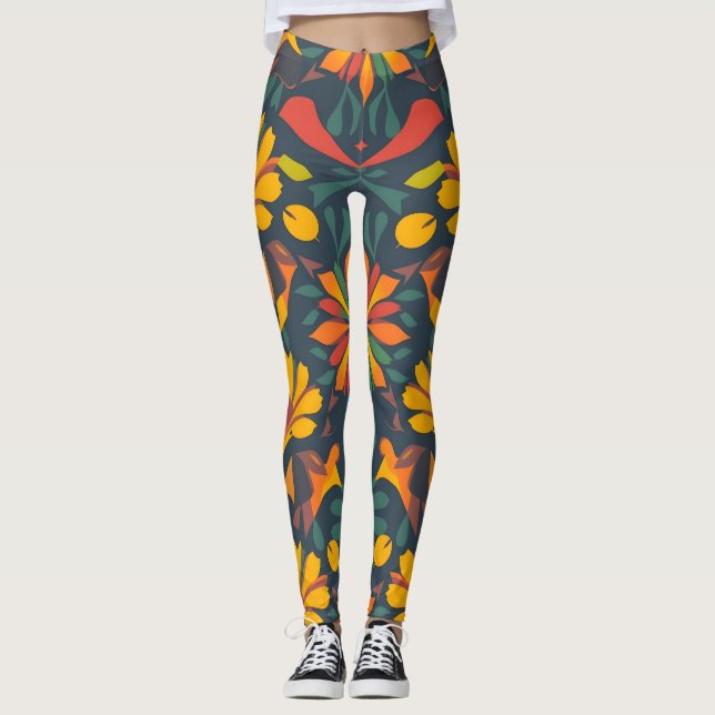 Vibrant Artistic Leggings - Seamless Home Decor De (Front)
