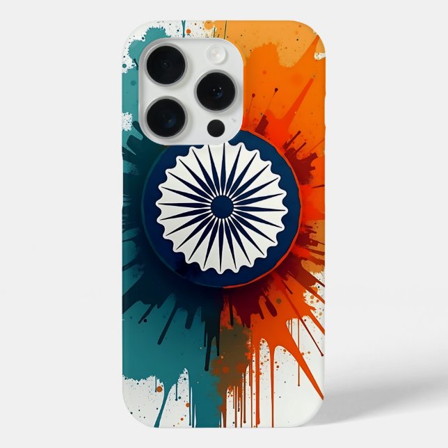 "Vibrant Ashoka Chakra iPhone Case – Abstract Pain (Back)