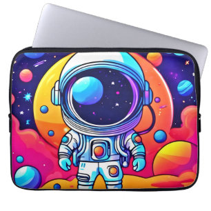 Vibrant Astronaut in Cosmic Art Laptop Sleeve