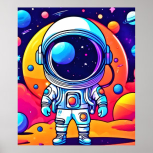 Vibrant Astronaut in Cosmic Art Poster