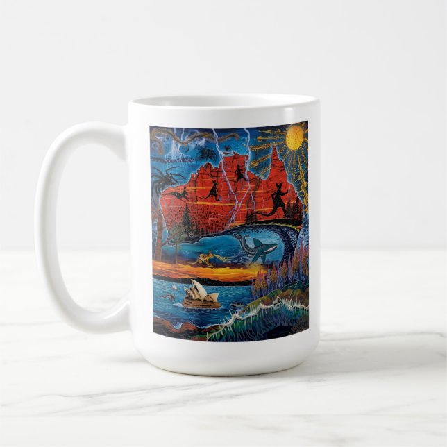 Vibrant Australian Icons and Landmarks Map Coffee Mug (Left)