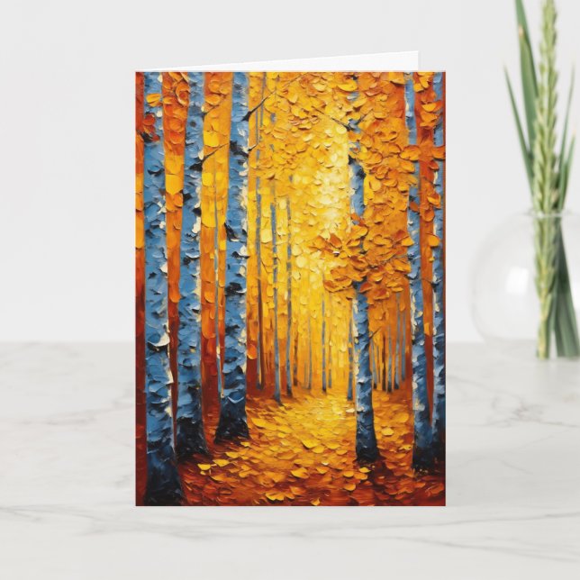 Vibrant Autumn Aspen Grove Card (Front)