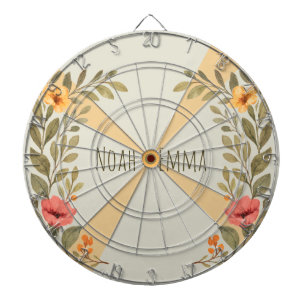 Vibrant Autumn Botanical Floral Personalised Dartboard