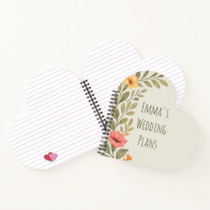 Vibrant Autumn Botanical Floral Wedding Plans Notebook