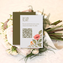 Vibrant Autumn Botanical Floral Wedding QR Code