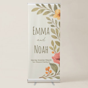 Vibrant Autumn Botanical Floral Wedding Retractable Banner