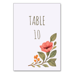 Vibrant Autumn Botanical Floral Wedding Table Number