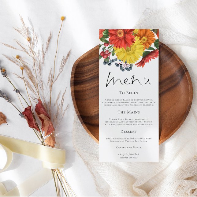 Vibrant Autumn Florals Wedding Menu (Creator Uploaded)