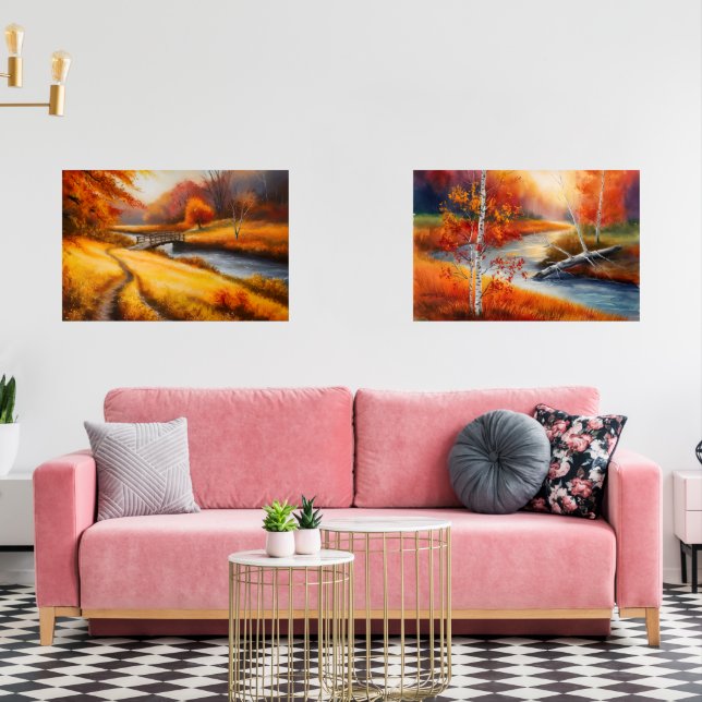 Vibrant Autumn Forest Painting - Fall Landscape  (Livingroom)