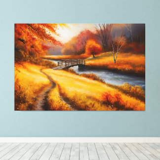 Vibrant Autumn Forest Painting - Fall Landscape Canvas Print