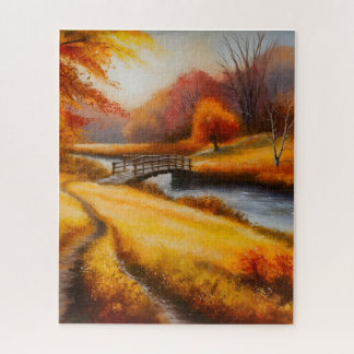 Vibrant Autumn Forest Painting - Fall Landscape Jigsaw Puzzle