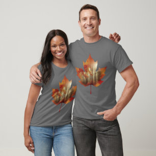 Vibrant Autumn Leaf Art with Forest Glow T-Shirt