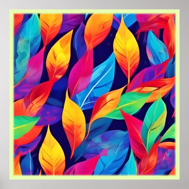 Vibrant Autumn Leaves Abstract Art Poster (Front)