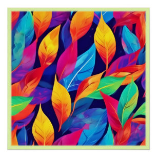 Vibrant Autumn Leaves Abstract Art Poster