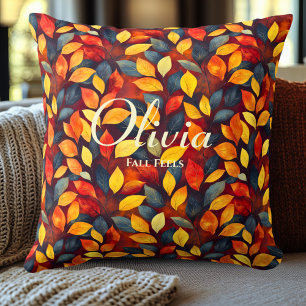 Vibrant Autumn Leaves   Fall Feels Home Decor Cushion