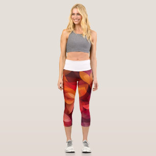 🍁 Vibrant autumn leaves in red and orange Capri Leggings