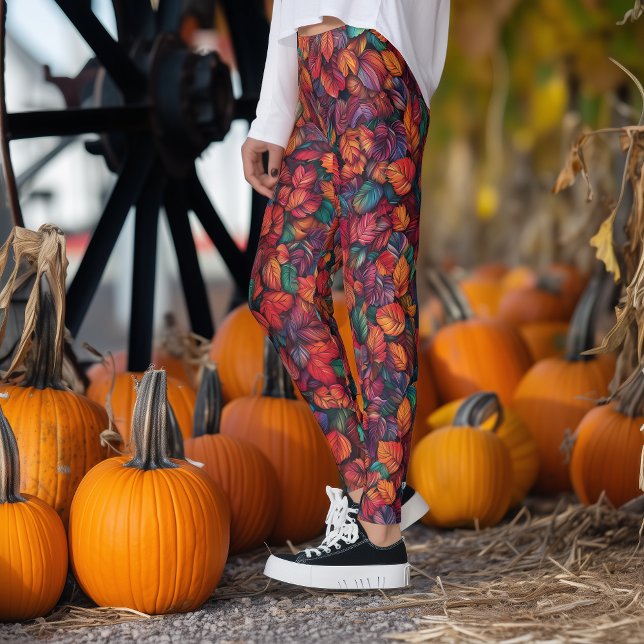 Vibrant Autumn Leaves Leggings (Creator Uploaded)