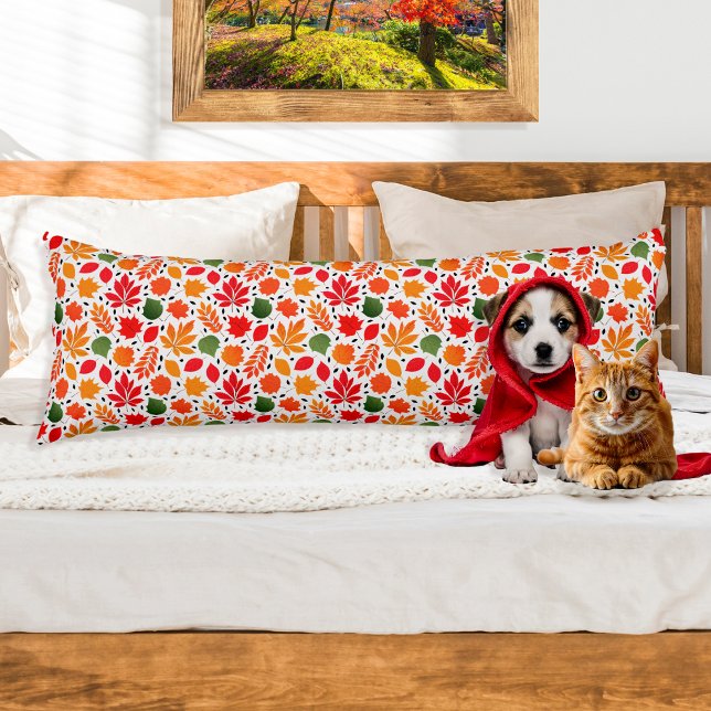 Vibrant Autumn Leaves Multi-Coloured Pattern Body Cushion (Vibrant Autumn Leaves Multi-Colored Pattern Body Pillow)