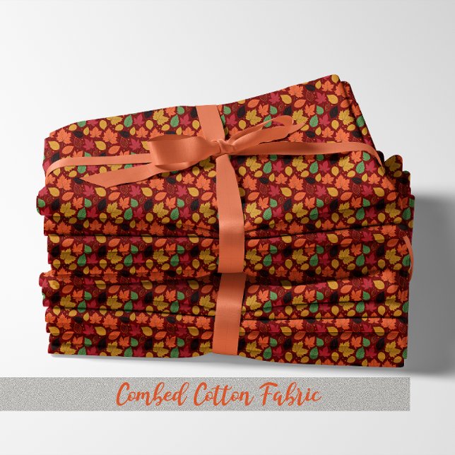 Vibrant Autumn Leaves Multi-Coloured Pattern Fabric (Vibrant Autumn Leaves Multi-Colored Pattern Combed Cotton Fabric)