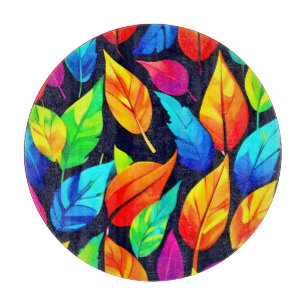 Vibrant Autumn Leaves Pattern Cutting Board