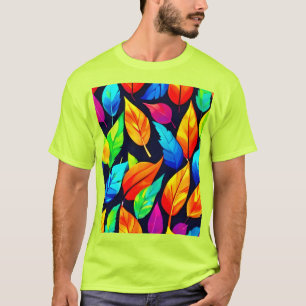 Vibrant Autumn Leaves Pattern T-Shirt