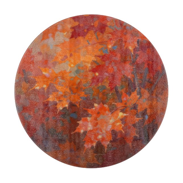 Vibrant Autumn Maple Leaves Canopy Cutting Board (Front)