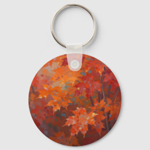 Vibrant Autumn Maple Leaves Canopy Key Ring