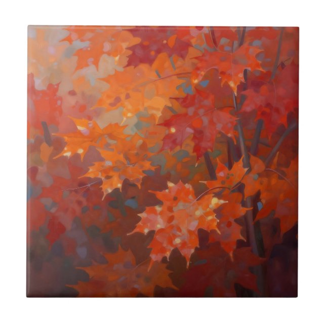 Vibrant Autumn Maple Leaves Canopy Tile (Front)