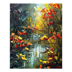 Vibrant Autumn River Landscape Photo Print