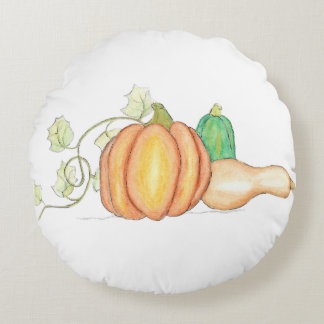 Vibrant Autumn Squash Arrangement Round Cushion
