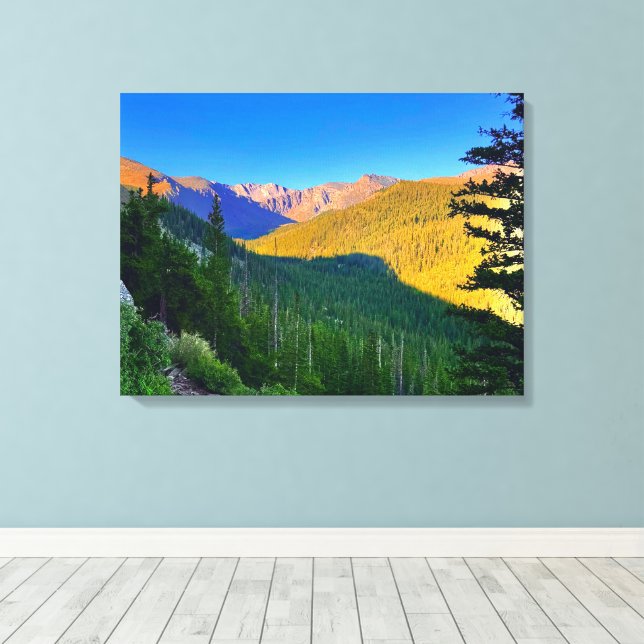 Vibrant Autumn Sunset in Purples Greens Golds Canvas Print (Insitu(Wood Floor))