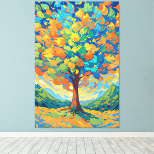Vibrant Autumn Tree in Swirling Colours Canvas Print